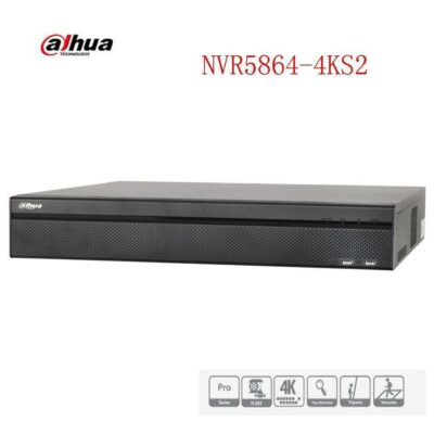 Dahua NVR5864-4KS2 NVR snemalnik za nadzorne kamere (64 kanalov, H265, 320Mbps pasovna širina snemanja, HDMI + VGA, 3xUSB, 8x Sata, I / O, Raid)