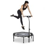 KLARFIT Jumpanatic, fitnes trampolin, 44“ / 112 cm Ø, ročaj, zložljivi, bele barve - Image 2