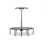 KLARFIT Jumpanatic, fitnes trampolin, 44“ / 112 cm Ø, ročaj, zložljivi, bele barve - Image 3