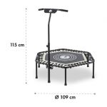 KLARFIT Jumpanatic, fitnes trampolin, 44“ / 112 cm Ø, ročaj, zložljivi, bele barve - Image 7