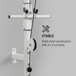 KLARFIT Hangman, naprava za vadbo, Stenska montaža, 100kg 2,5m kabel, palica za triceps, bela barva - Image 3