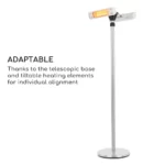 Blumfeldt Heat Guard Pro, Stoječi grelec, Pozlačeni cevi, 2 x 1500 W, IP55, Srebrna barva - Image 4
