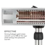 Blumfeldt Heat Guard Pro, Stoječi grelec, Pozlačeni cevi, 2 x 1500 W, IP55, Srebrna barva - Image 5
