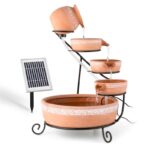 Blumfeldt Empoli, kaskadni vodnjak, terakota, 5 nivojev, 200l/h, solarna, 2 W, LED