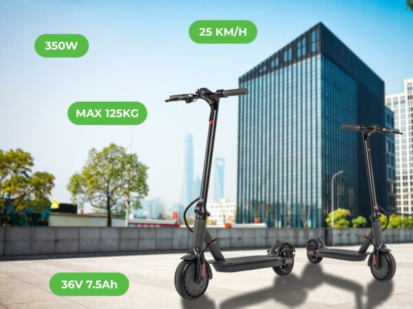 Električni skiro TREVI Velociptor NRG ES86W, 8.5'', zložljiv, LED osvetlitev, LED prikazovalnik, do 25 km/h, 350W motor, baterija 36V 7.5Ah, do 125kg, črn - Image 4