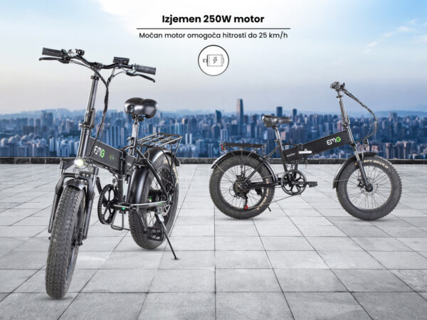Električno kolo EMG Trevi BOMBER FAT, 20'', zložljiv, do 25km/h, do 40km, LED zaslon+LED lučke, do 150kg, črn - Image 2
