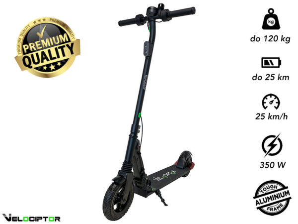 Električni skiro TREVI Velociptor SKILL ES80W, 8'', zložljiv, LED osvetlitev, LED prikazovalnik, do 25km/h, 350W, Baterija 3.6V/5Ah, Amortizer, do 120kg, črne barve