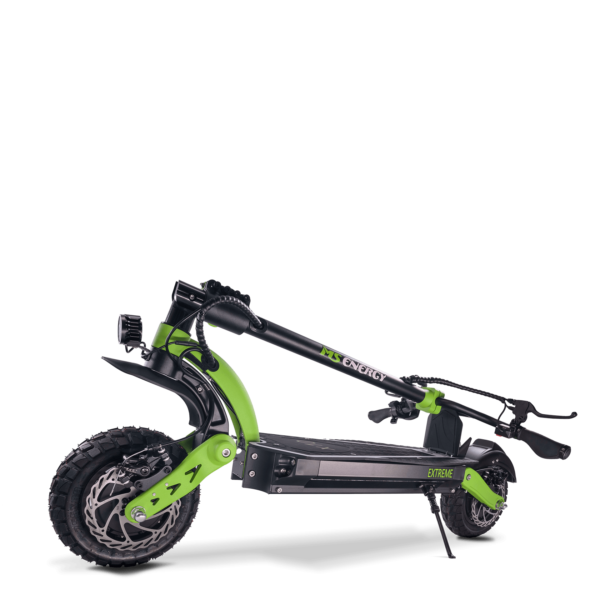 Električni skiro MS ENERGY x10, 10" pnevmatike, 2x 1000W motor, domet do 75km, LED osvetlitev, zložljiv, 52V 18Ah baterija, regenerativno polnjenje, amortizerji, LCD zaslon, črno zelen - Image 3