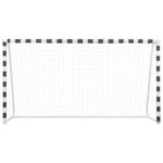 Nogometni gol 300x160x90 cm kovinski črn in bel - Image 2