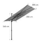 Blumfeldt Saint-Tropez, viseči senčnik s 3-osnim vrtenjem, 360° vrtljiv, 3 x 3,55 m, UV zaščita 50+, siva barva - Image 7