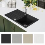 Greatstore Granitno enojno kuhinjsko korito z odcejevalnikom reverzibilno črno - Image 4