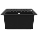 Greatstore Granitno enojno kuhinjsko korito z odcejevalnikom reverzibilno črno - Image 6