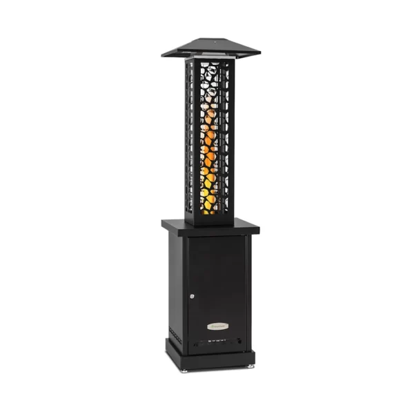blumfeldt Heat Hunter, terasni grelnik na pelete, 12,2 kW, prenosen, kaljeno jeklo, črna