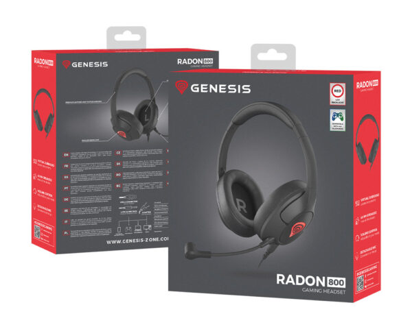 GENESIS RADON 800 gaming naglavne slušalke, 2v1, 7.1 STEREO zvok, snemljiv mikrofon, ultra lahke, LED osvetlitev, dodatne ušesne blazinice, + torbica, črne - Image 2