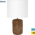 PLATINET PTL0126 ST. LUCIA namizna svetilka, keramika, tekstil, max 25W, 420x270mm, bela, rjava, bež