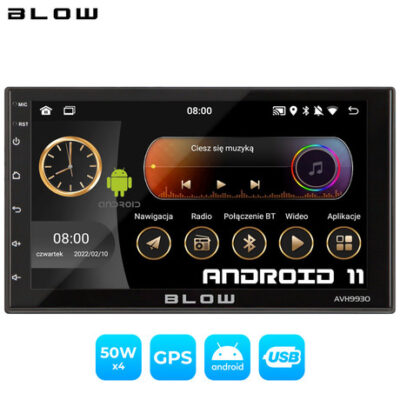 Avtoradio BLOW AVH9930, Android 11, 7-palčen zaslon na dotik, 2 DIN, 2GB RAM + 32GB ROM, FM Radio / Bluetooth / RDS / USB / AUX-in, GPS, Mirror LINK, črn