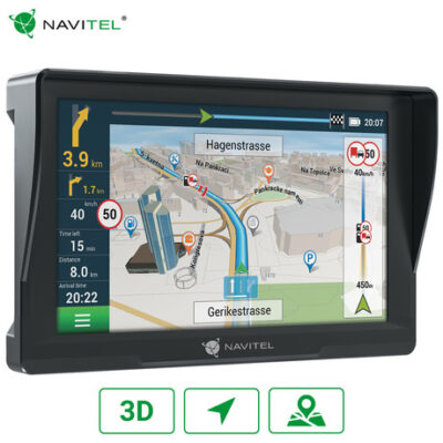 GPS navigacija NAVITEL E777 TRUCK, 7″ zaslon, za tovorna vozila, baterija, 3D prikaz, informacije o vožnji, karte za celotno Evropo