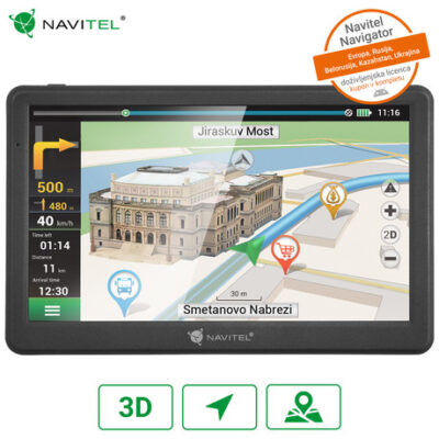 GPS navigacija NAVITEL MS700, 7″ zaslon, baterija, 3D prikaz, informacije o vožnji, karte za celotno Evropo