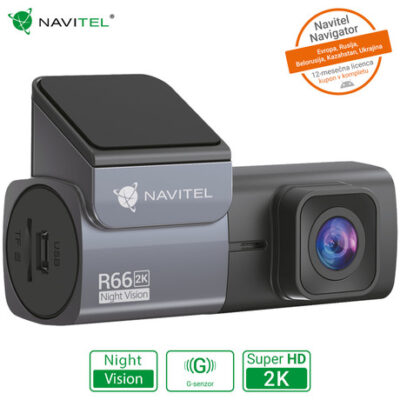 Avto kamera NAVITEL R66 2K, Super HD, Night Vision, 360° vrtljiva, 123° snemalni kot, G-senzor, aplikacija