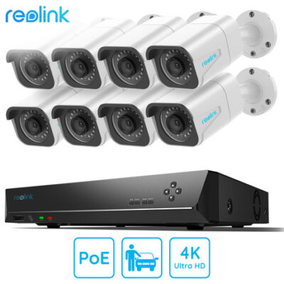 Reolink RLK16-800B8-A varnostni komplet, 1x NVR snemalna enota (4TB) + 8x IP kamera B800, zaznavanje gibanja / oseb / vozil, 4K Ultra HD, IR LED luči, snemanje zvoka, aplikacija, IP66 vodoodpornost