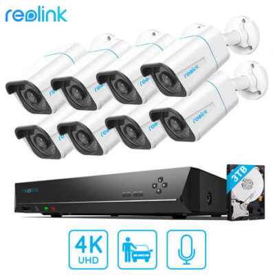 Reolink PoE set, RLK16-810B8-A, 4K-UHD, AI, NVR snemalna enota (16x), 3T trdi disk + 8x IP kamere 4K RLC-810A