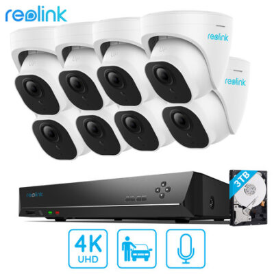 Reolink PoE set, RLK16-820D8-A, 4K-UHD, AI, NVR snemalna enota (16x), 3T trdi disk + 8x IP kamere 4K RLC-820A