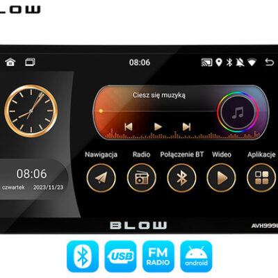 BLOW AVH9991 avto radio, 1 DIN, Android 12, FM Radio, RDS, Bluetooth, 4x50W, LCD zaslon, telefoniranje, MP3 / USB / AUX, Apple CarPlay, Android Auto