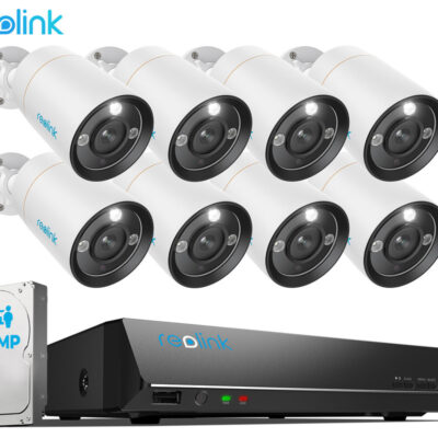 Reolink RLK16-1200B8-A varnostni komplet, 1x NVR snemalna enota (4TB) + 8x IP kamere B1200, zaznavanje gibanja, 4K Ultra HD+, IR LED, dvosmerna komunikacija, aplikacija, IP66