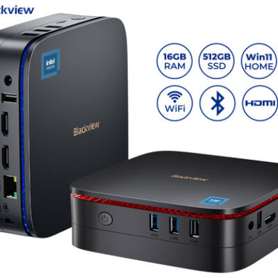 Blackview MP60 namizni mini računalnik, Windows 11 Home, Intel N95, 16GB RAM, 1TB SSD, Dual WiFi, Bluetooth, Ethernet, 4x USB, 2x HDMI