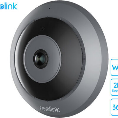 Reolink FE-W IP kamera, 2K+ Super HD, WiFi, 360° Fisheye, IR nočno snemanje, aplikacija, dvosmerna komunikacija, sirena, črno siva