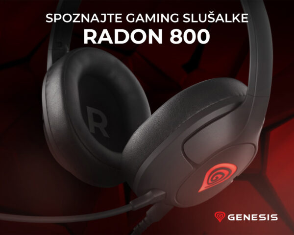 GENESIS RADON 800 gaming naglavne slušalke, 2v1, 7.1 STEREO zvok, snemljiv mikrofon, ultra lahke, LED osvetlitev, dodatne ušesne blazinice, + torbica, črne - Image 3