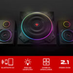 GENESIS HELIUM 800 BT računalniški zvočniki, STEREO 2.1, 60W RMS, RGB LED osvetlitev, Bluetooth 5.0, kontrolna plošča, daljinski upravljalnik, črni - Image 2