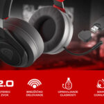 GENESIS SELEN 400 brezžične gaming slušalke z mikrofonom, STEREO 2.0, polnilna baterija, USB, PC / PS4 / Nintendo Switch, črno-rdeče - Image 2