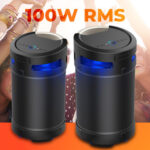 MANTA SPK5120 prenosni KARAOKE zvočnik, Bluetooth 5.0, 100W RMS, STEREO 360°, TWS, polnilna baterija, RGB LED osvetlitev, IPX5 vodoodpornost, FM Radio, USB / AUX / MIC-in, Google Assistant & Siri, črn - Image 3