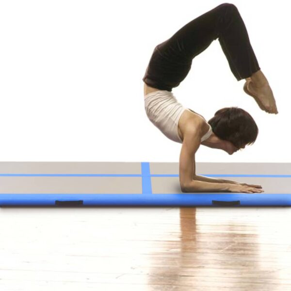 Napihljiva gimnastična podloga s tlačilko 500x100x10 cm modra - Image 2