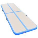 Napihljiva gimnastična podloga s tlačilko 500x100x10 cm modra - Image 3