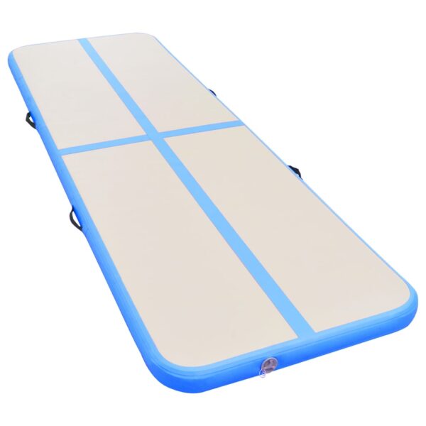 Napihljiva gimnastična podloga s tlačilko 500x100x10 cm modra - Image 3