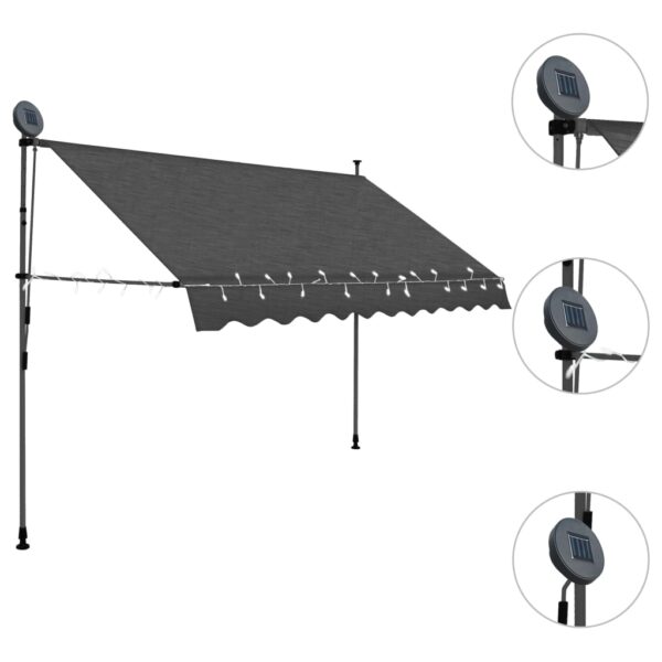 Ročno zložljiva tenda z LED lučkami 300 cm antracitna - Image 3