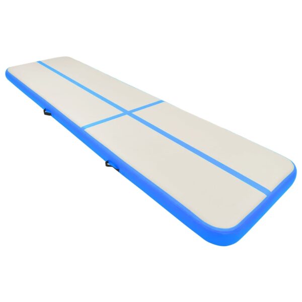 Napihljiva gimnastična podloga s tlačilko 700x100x15 cm modra - Image 2