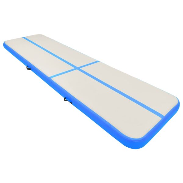 Napihljiva gimnastična podloga s tlačilko 700x100x20 cm modra - Image 2