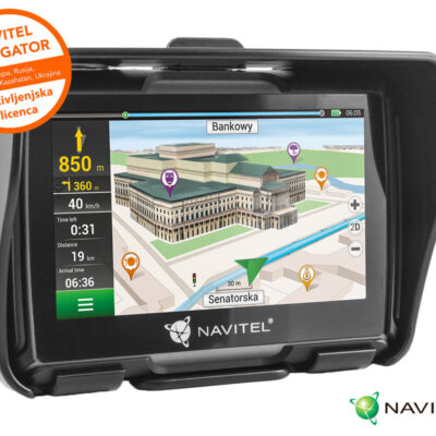 GPS navigacija NAVITEL G550 MOTO, za motoriste, 4.3″ zaslon, baterija, IP67 vodoodpornost, karte za celotno Evropo