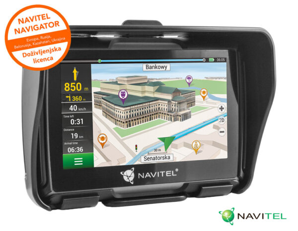 GPS navigacija NAVITEL G550 MOTO, za motoriste, 4.3" zaslon, baterija, IP67 vodoodpornost, karte za celotno Evropo