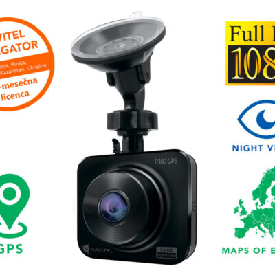 Avto kamera NAVITEL R300 GPS, Full HD, 2″ zaslon, Night Vision, GPS, 140° snemalni kot, G-senzor, aplikacija