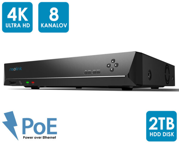 Reolink NVR snemalna enota RLN8-410-2T, priklop do 8 kamer, 24/7 urno snemanje, vgranja HDD do 4T + eSata zunanji do 4TB, PoE - VGRAJEN 2T HDD DISK