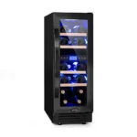 Klarstein Vinovilla 17 Built-in Duo Onyx Edition, dvoconska vinska omara, 53 l, 17 steklenic, 3-barvna steklena vrata