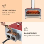 Klarstein Diavolo, peč za pizze na pelete, vključno s kamnom za pico, termometer, nerjaveče jeklo - rdeča - Image 3