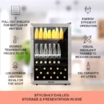 Klarstein Beersafe 5XL, hladilnik, 148 litrov, 3 police, panoramska steklena vrata, nerjaveče jeklo - Image 2