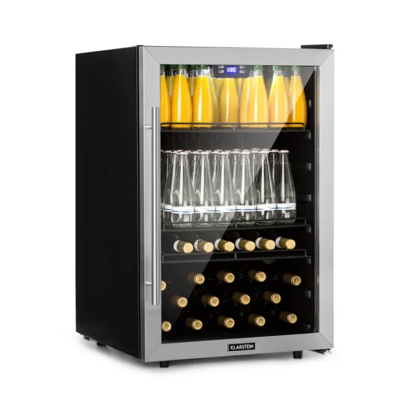 Klarstein Beersafe 5XL, hladilnik, 148 litrov, 3 police, panoramska steklena vrata, nerjaveče jeklo