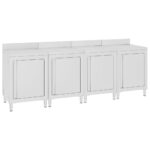 Komercialna delovna miza z omarico 240x60x96 cm nerjaveče jeklo