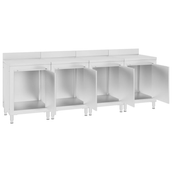 Komercialna delovna miza z omarico 240x60x96 cm nerjaveče jeklo - Image 2